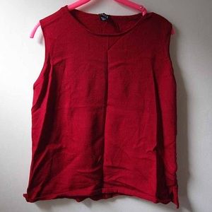 Eileen Fisher Red sweater 100% merino wool vest S